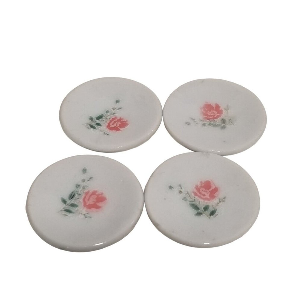 Miniature Tea Set Play Dishes Porcelain Pink Rose Teapot Creamer Sugar Dish Mini - Picture 7 of 11